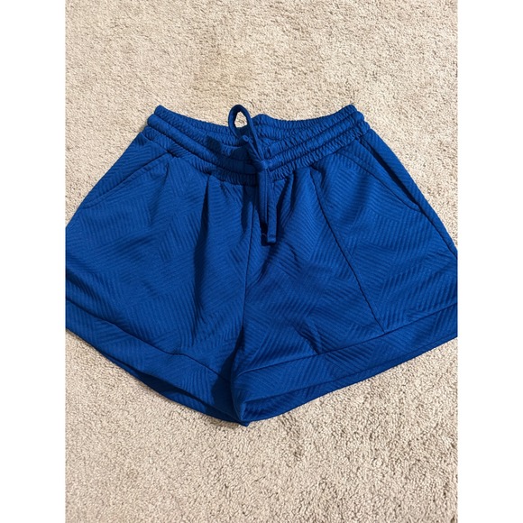 Zenana Pants - Zenana Womens Royal Blue Geometric Jacquard Textured Athletic Shorts Medium M‎